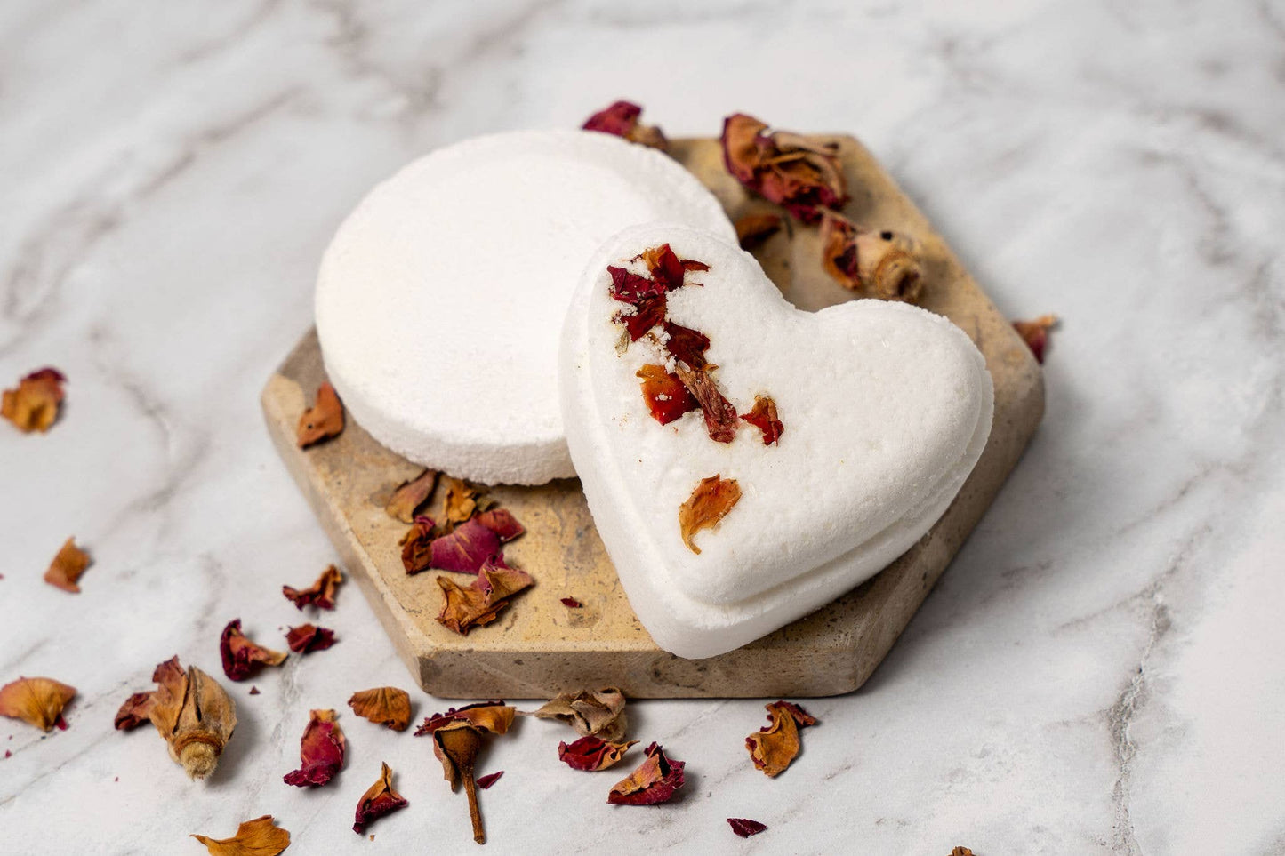 Heart Menthol Shower Steamers with Rose Petals Aromatherapy