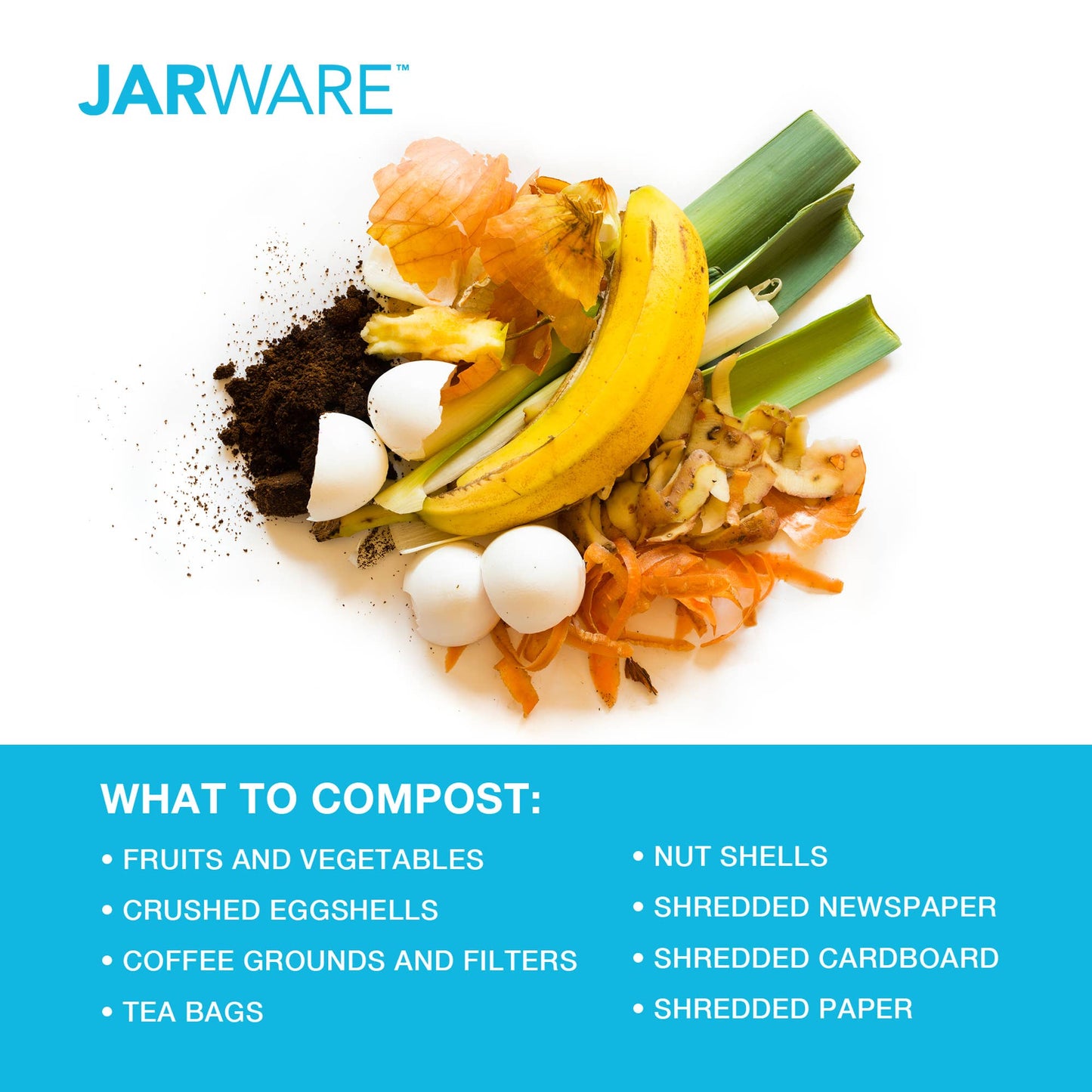Jarware Compost Lid for Wide Mouth Mason Jar, Set 4