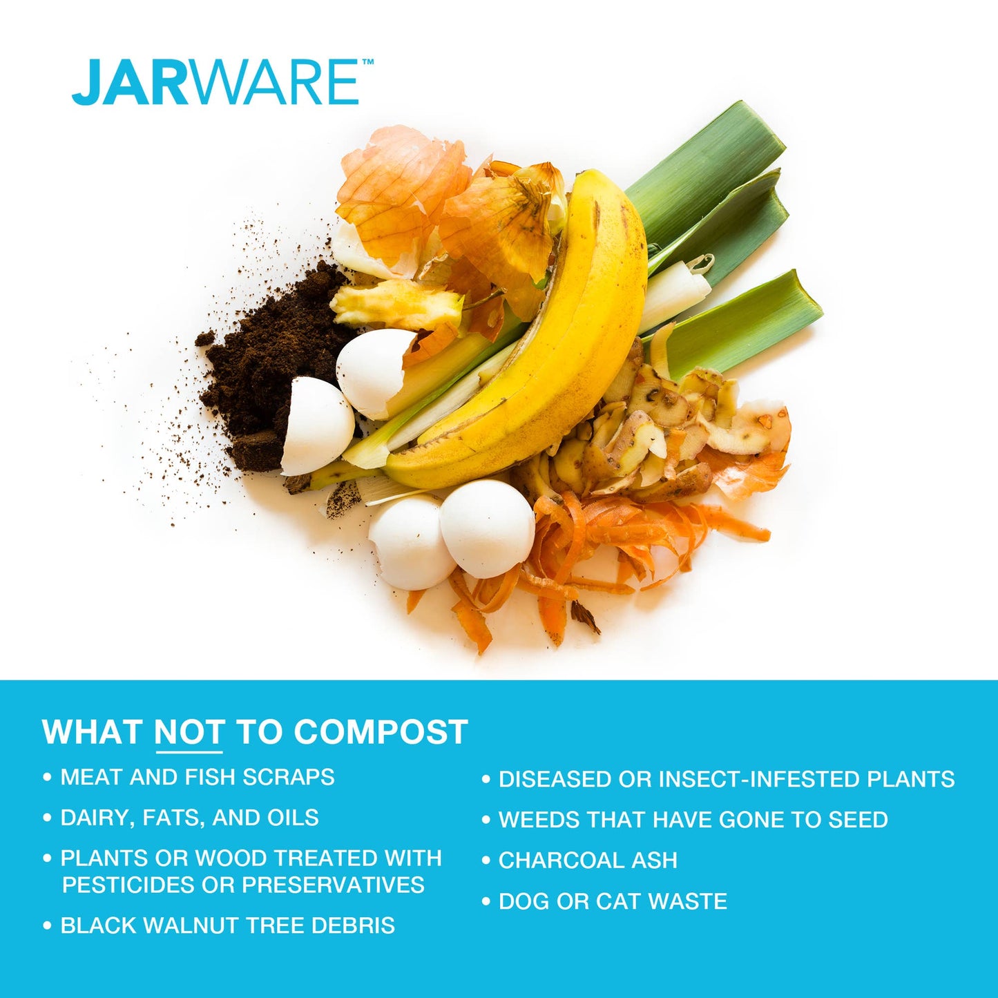 Jarware Compost Lid for Wide Mouth Mason Jar, Set 4