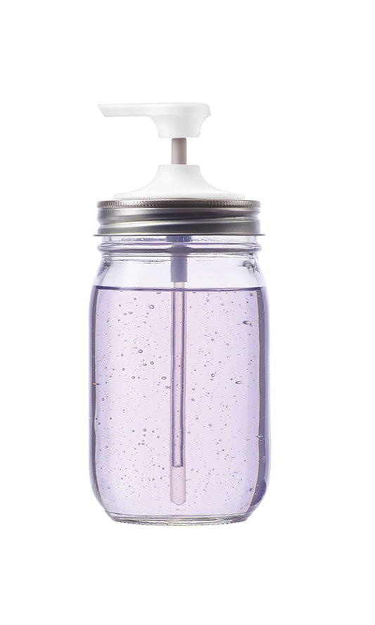 Jarware Soap Pump Lid, Regular Mouth Mason Jar, White