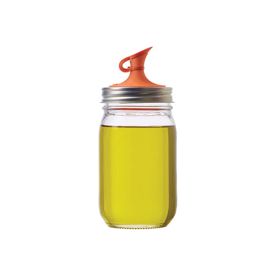 Jarware Oil Cruet Lid for Regular Mouth Mason Jar, Orange