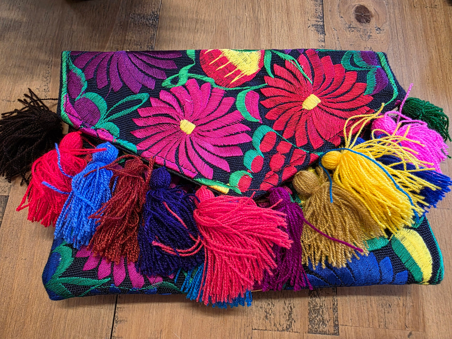 Handmade Embroidered Clutches with Tassels