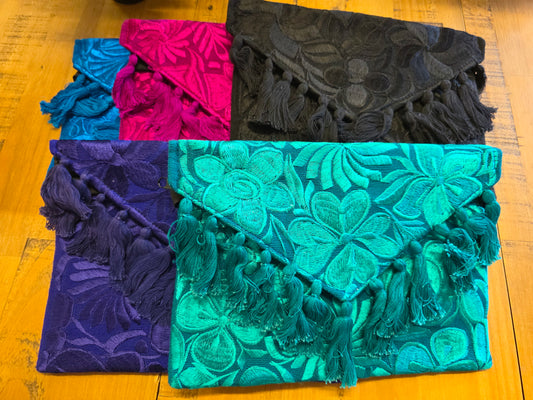 Handmade Embroidered Clutches with Tassels
